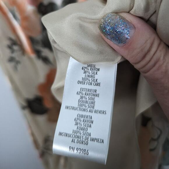 Vintage 90's Y2k Casual Corner Silk Blend Floral Midi Dress Sheer Overlay NWT 8 - Picture 7 of 10